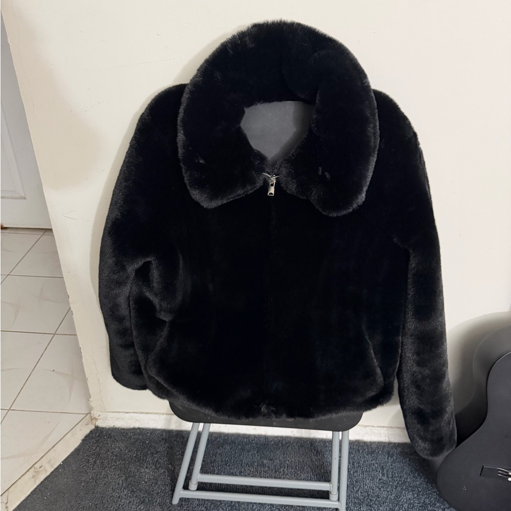 Luxurious Black Faux Fur Jacket